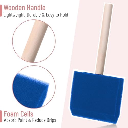 Bates 3-Inch Foam Paint Brushes, 24 Pack, Blue - for Painting and Staining