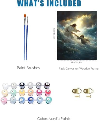 Jesus Paint by Numbers Kit for Adults Framed Canvas 12X16 in, Frameworkless