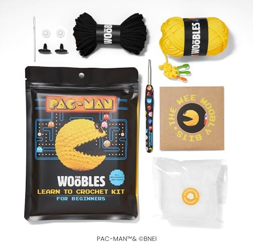 The Woobles Beginners Crochet Kit with Easy Peasy Yarn as seen on Shark Tank - with Step-by-Step Video Tutorials - PAC-MAN Crochet