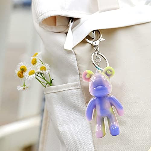 7 PCS 3D Bear Keychain Resin Mold for Epoxy Teddy Bear Pendant Silicone Mold with Hole Jewelry Making Craft Animal Epoxy Casting Molds for Candy Fondant