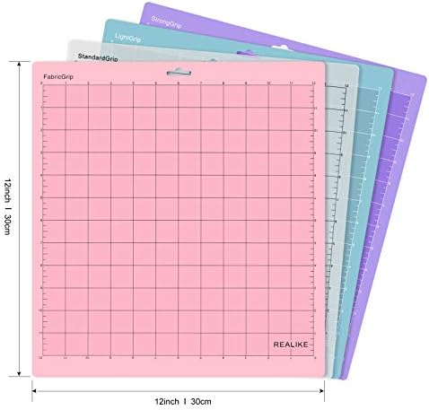REALIKE 12x12 Cutting Mat Compatible with Cricut Maker 3/Maker 4/Maker/Explore 3/4/Air 2/Air/One (4 Mats) Variety Adhesive Cut Mats Variety Cut Mats for Crafts, Quilting, Sewing and All Arts