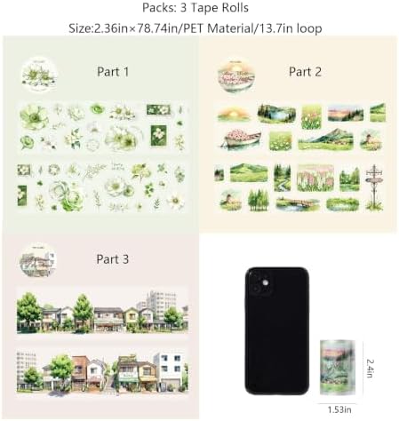 Kesari PET Tape Stickers for Scrapbooking Supplies, Journal Stickers for Journaling