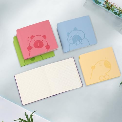 3 Pack Mini Capybara 5x5 Grid Notebooks Cartoon Pocket Quad‑ruled Journals