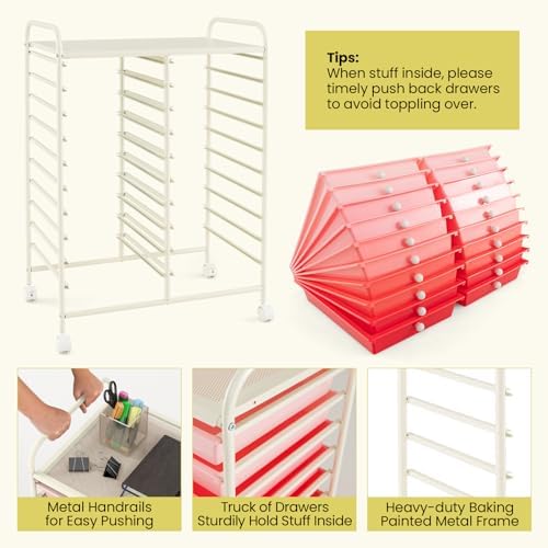 COSTWAY 20-Drawer Rolling Storage Cart, Utility Storage Organizer Cart