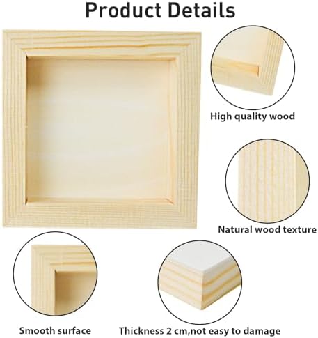 10 Pack 4 x 4 Inch Unfinished Wood Canvas,Wooden Canvas Panels
