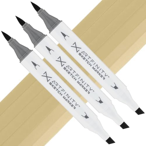 Artfinity Sketch Markers - Set of 3 - Olive Gray YG8-5, Vibrant, Professional, Dye-Based Alcohol Markers for Artists, Drawing, Travel, & More