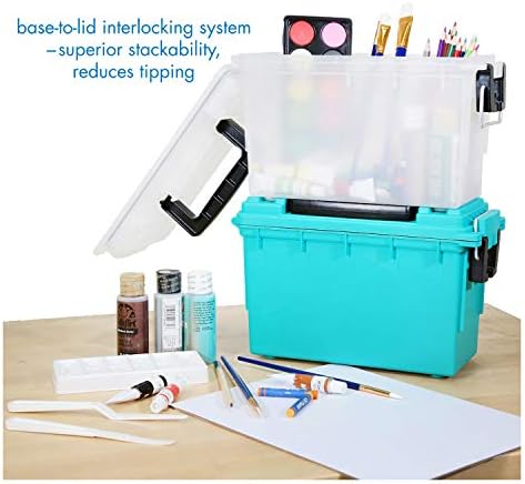 Logix 12535 Translucent Craft Organizer, Art Supply Organizer and Storage, Lockable School Supplies Organization, Moisture Resistant, Made in USA (Pack of 4)