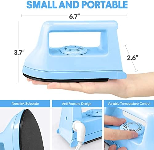Mini Crafts Iron Handy Heat Press Machine Kit Portable with PVC Doormat for Heat Transfer, Charging Base Accessories for DIY T-Shirt Shoe Bag Vinyl Projects