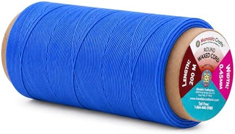 Mandala Crafts 200M 0.45mm Blue Round Waxed Thread for Leather Sewing