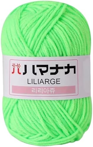 TiaoBug 1Roll Milk Cotton Yarn Solid Color Crochet Yarn for DIY Crafts Knitting Bag Doll Blanket Garments Hat Fluorescent Green One Size