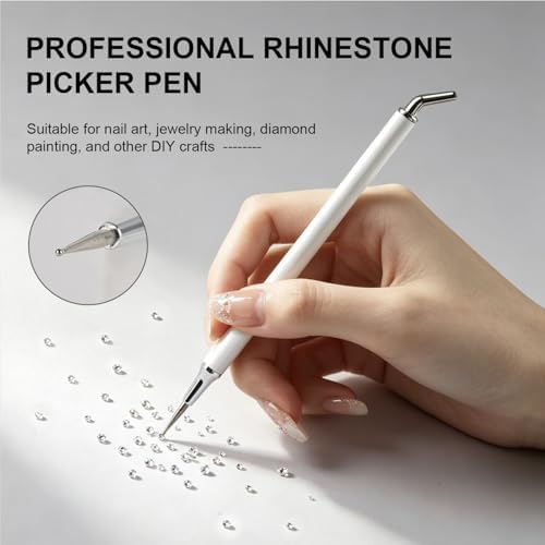 JODSONE Rhinestone Picker Tool,Dual-Ended Rhinestone Applicator Pen with Clay for Nail Art, Diamond Painting, Jewelry Making and Other DIY Crafts