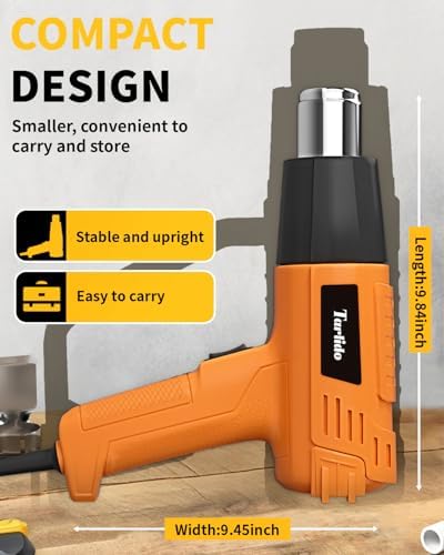 Tarlido Heat Gun 1500W 572°F-932°F(300°C-500°C) Fast Heating Heavy Duty Hot Air Gun Kit Variable Temperature Control Overheat Protection with 4 Nozzles for Crafts, Shrinking Pvc, StrippingPaint ﻿