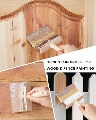 Voomey 5in Limewash Paint & Deck Stain Brush Applicator for Wood Fence