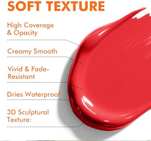GOTIDEAL Red Acrylic Paint, Scarlet Red Paint (250ml / 8.45oz) Tube