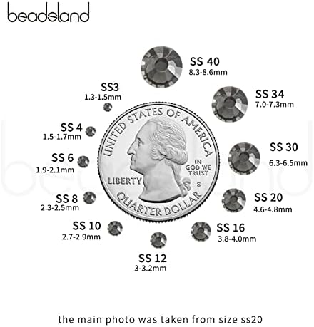 Beadsland Hotfix Rhinestones Bulk, Black Diamond, SS8, 14400pcs