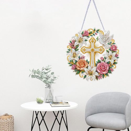 ARPADAMO Cross Diamond Art Kits for Adults, Acrylic Hanging Suncatcher
