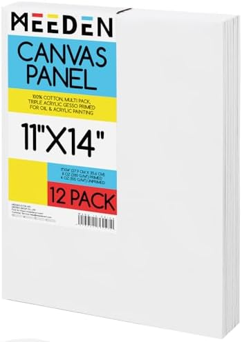 MEEDEN Canvas Boards for Painting White: 11"x14" 100% Cotton Canvas 12 Pack | Blank Paint Canvas Panels White Art Canvas Boards 8 Oz Gesso-Primed Artist Art Supplies for Oil Painting & Acrylic Pouring
