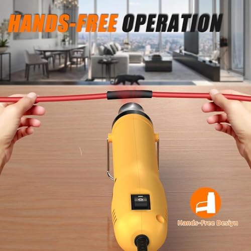 330W Mini Heat Gun, 250℃/350℃ Dual Temp Fast Heat Hot Air Gun with Overload Protection, Reflector Nozzle and Double Insulated 1.5m Cable for Heat Shrink Tubing, Crafts, Embossing (Yellow)
