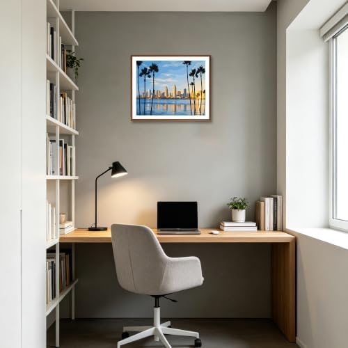 San Diego Cityscape Paint by Number Kits, California Seaside View Hand-painted Art, Sunset Downtown Canvas Acrylic Painting Set, Modern Urban Paint by Numbers for Home Decor(16×20inch, Unframe)
