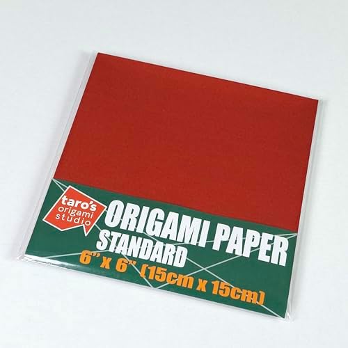 [Taro's Origami Studio] Standard 6 Inch One Sided Single Color (Brown) 50 Sheets (All Same Color) Square Easy Fold Premium Japanese Paper for Beginner (Made in Japan)