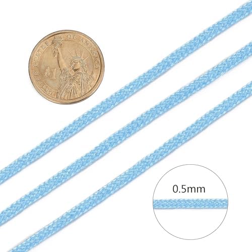 150 Yards 0.5mm Braided Nylon Thread Chinese Knotting Cord Bracelet Beading String Macrame Cord Rope for Necklace Bracelet Jewelry Craft Making, Light Sky Blue