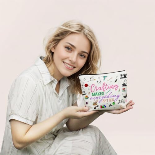 Crafting Print Canvas Cosmetic Bag