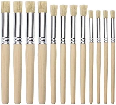 Wooden Stencil Brush Penta Angel Natural Bristle Wood Template Art Paint Brushes for Acrylic Oil Watercolor Painting on Wall Paper and Crafts Project DIY (12)