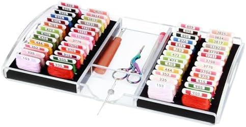 Acrylic Working Tray for Cross Stitch and Embroidery Supplies, Embroidery Floss Bobbins Organizer Tray with Magnetic Needle Holder and Tools Storage
