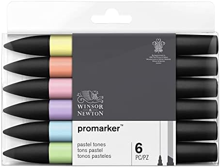 Winsor & Newton ProMarker Set, 6 Count, Pastel Tones