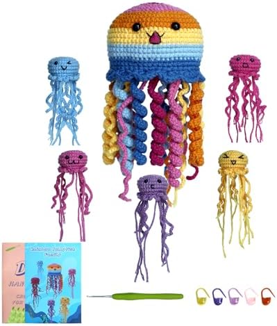 Fortilo Crochet Kit for Beginners 6PCS Jellyfish Family