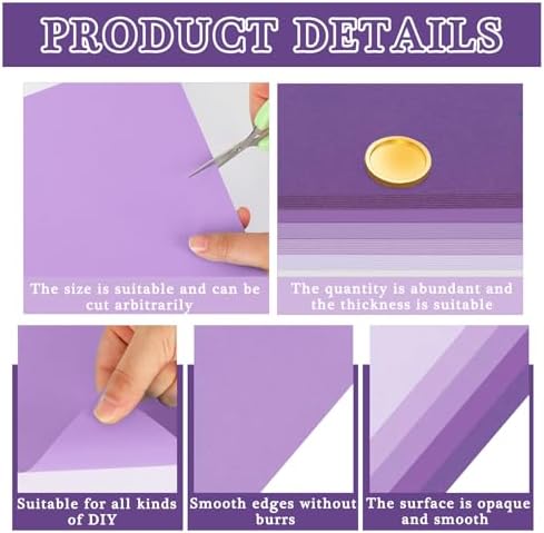 Whaline 50 Sheet 8.5 x 11 Inch Purple Card Stock Paper 5 Solid Lavender Colors Cardstock Assorted Core Scrapbook Craft Paper for Print DIY Art Making School Office Spring Supplies, 65lb