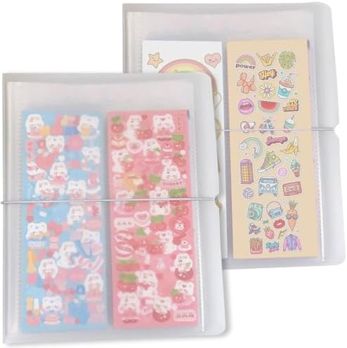 2 Pcs Sticker Storage Book, BetterJonny Large Clear Storage Book for Planner Scrapbook Stickers Organizer Binder Can Holds 104 Stickers, 2pcs B