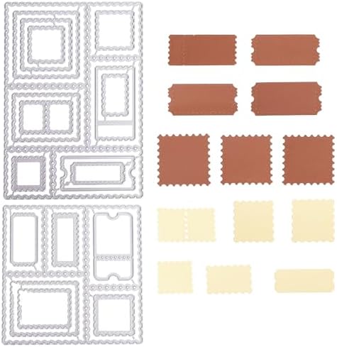 GLOBLELAND Postage Stamp Background Cutting Dies for Card Making Stamp Frame Cut Die for DIY Scrapbooking Journal Embossing Paper Craft Decor