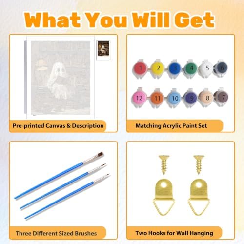 Halloween Paint by Numbers Kit for Adults, Ghost Reading Book, 16x20 inch