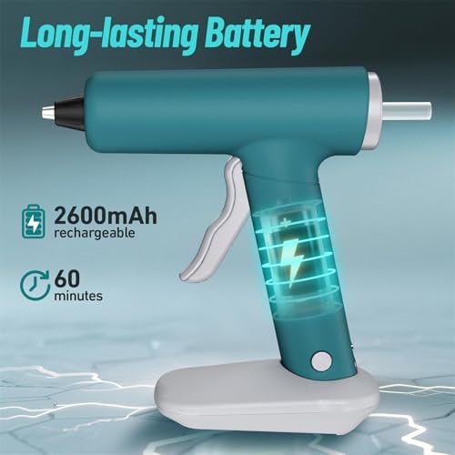Cordless Hot Glue Gun Fast Heating Glue Gun and 30pcs Glue Sticks Set, Stable Support Base Ideal for Crafts, DIY Arts, Home Repairs