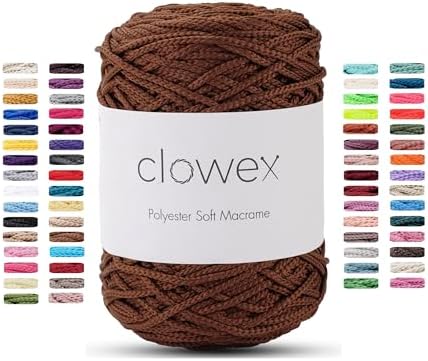 Polyester Soft Macrame Cord 2.5-3mm, 191 Yards x 1/9 inc Turkish Polyester Rope, Braided Macrame Yarn for DIY Crafts, Plant Hanger, Wall Hanging, Macrame Bag