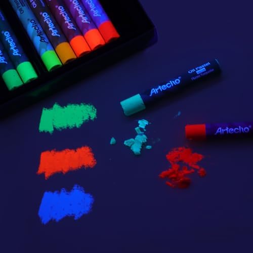 Artecho Neon Oil Pastels Set of 12 Colors 6 Packs (10 x 70 mm) | Soft Oil Pastels, For Art Painting, Drawing, Blending, For Artists, Beginners, Students, Teachers