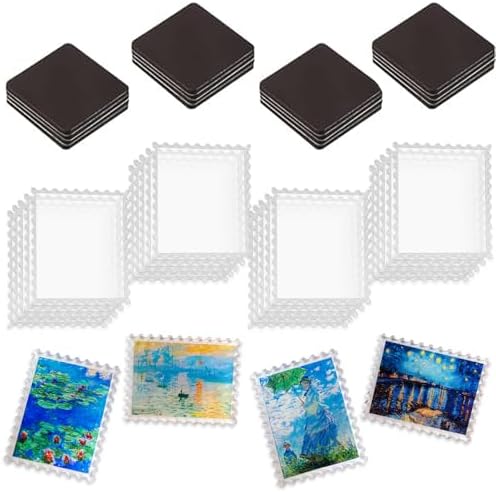 Ouliget DIY Fridge Magnet Craft Set,Blank Clear Acrylic Decorative Fridge Magnets with Adhesive Backing for Office Classroom Cabinets Kitchen,20 Sets, Stamp Shape