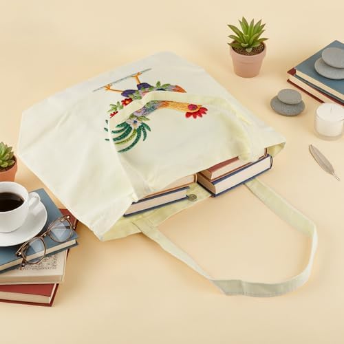 ERKOON Canvas Tote Bag Embroidery Kit for Beginners, Floral Arts Crafts Cross Stitch Kits for Adults Including Stamped Embroidery Bag with Hoops, Needle, Instruction and Color Threads (Rooster)