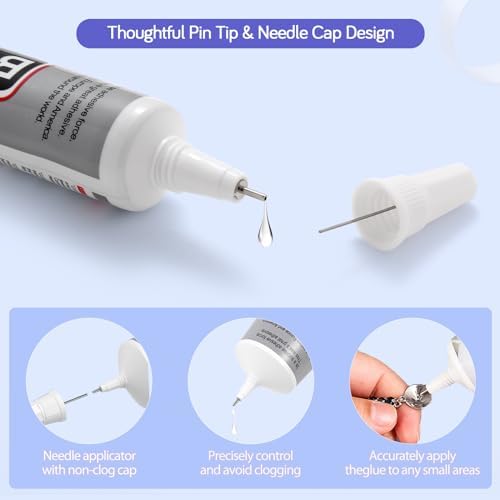 FITTDYHE 3PCS Jewelry Glue - 15ML/0.5fl oz Clear DIY Craft Glue for Rhinestones, Waterproof Strong Bond Adhesive for Phone Repair, Nail Art, Shoes, Fabric, Metal, Glass