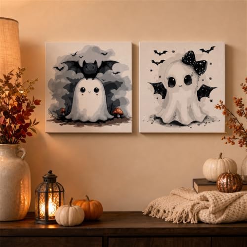 Yiolikan 2Pcs Halloween Paint by Numbers Kits for Adults Framed