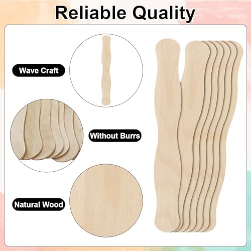 LOTMER 25 Sets Church Fans Handheld Kit | 50 Blank Cardstock Fan Sheets and 25 Wavy Wooden Sticks for DIY Painting, Custom Fans, Church Events and Craft Projects