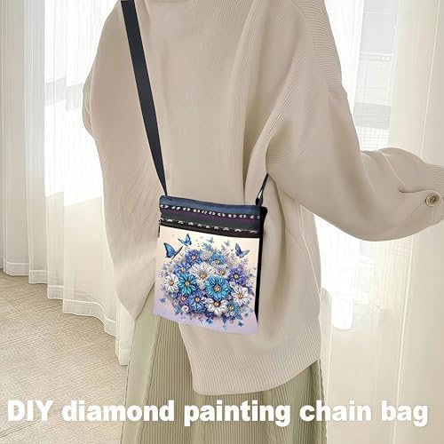 LSQFS Diamond Art Kits for Adults, DIY Diamond Painting Crossbody Bag, 5D Butterfly Floral Diamond Art Bags, PU Leather Art Bag, Craft Kits for Adults Women, Unique Gift