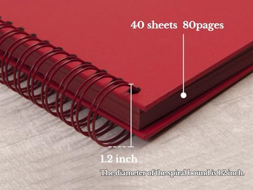 potricher 12 x 12 Inch Large DIY Scrapbook Photo Album 80 Pages, Red | Thick Kraft Paper Scrap Book Photo Albums, Memory Book for Wedding, Anniversary, Baby, Family, Travel, DIY Projects