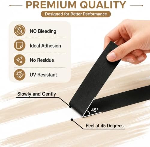 Black Painters Tape 1 Inch Wide, 25 Yards x 3 Rolls Masking Tape