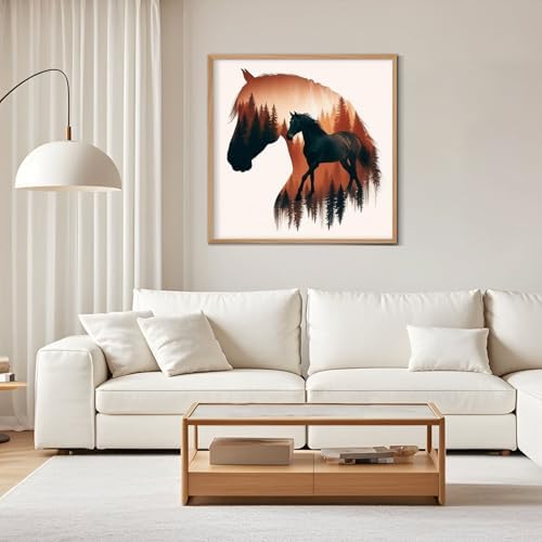 GEEHEIY Diamond Art Kits for Adults, 5D Forest Horse Diamond Painting Kit