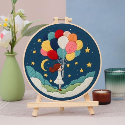 FEIYUENO 3 Sets Embroidery Starter Kits for Beginners Adults (Ballon)