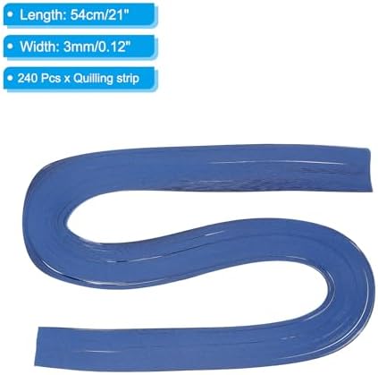 PATIKIL 240pcs Quilling Strips Paper 1/8"(3mm) 21"(54cm) Origami Paper Quilling Strip for Art DIY Hand Craft Christmas, Medium Blue