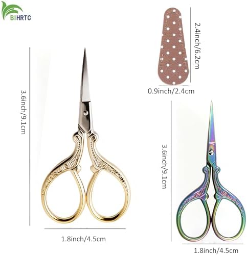 BIHRTC Small Sewing Scissors Gold 3.6inch Stainless Steel Scissor DIY Tools