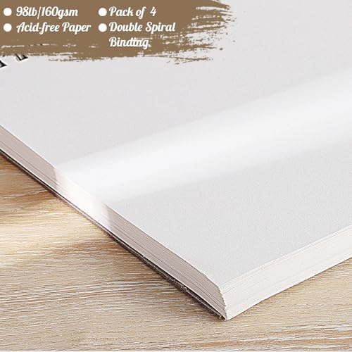 4 Pack Mixed Media Sketchbook, Spiral Bound, 200 Sheets Small Sketchbooks